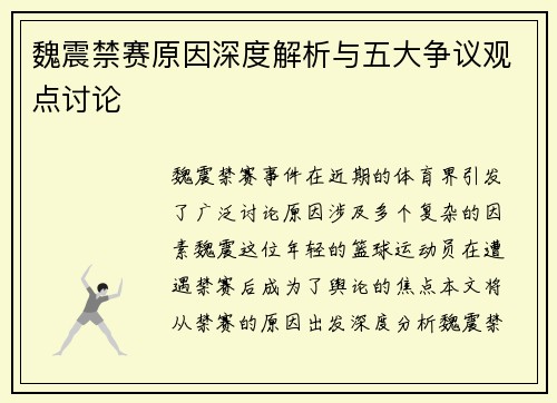 魏震禁赛原因深度解析与五大争议观点讨论